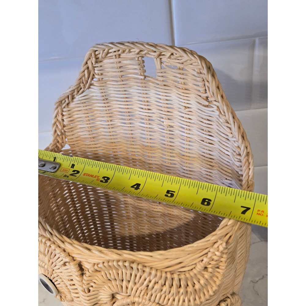 Unbranded Owl Wicker Wall Basket Tan Excellent Boho Rattan Hanging Pocket Decor - Picture 10 of 14